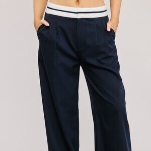 Navy Women's Pants with White Trim